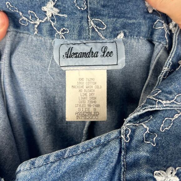 Vintage Alexandra Lee Denim Sleeveless Dress - Size 8 - Picture 3 of 4